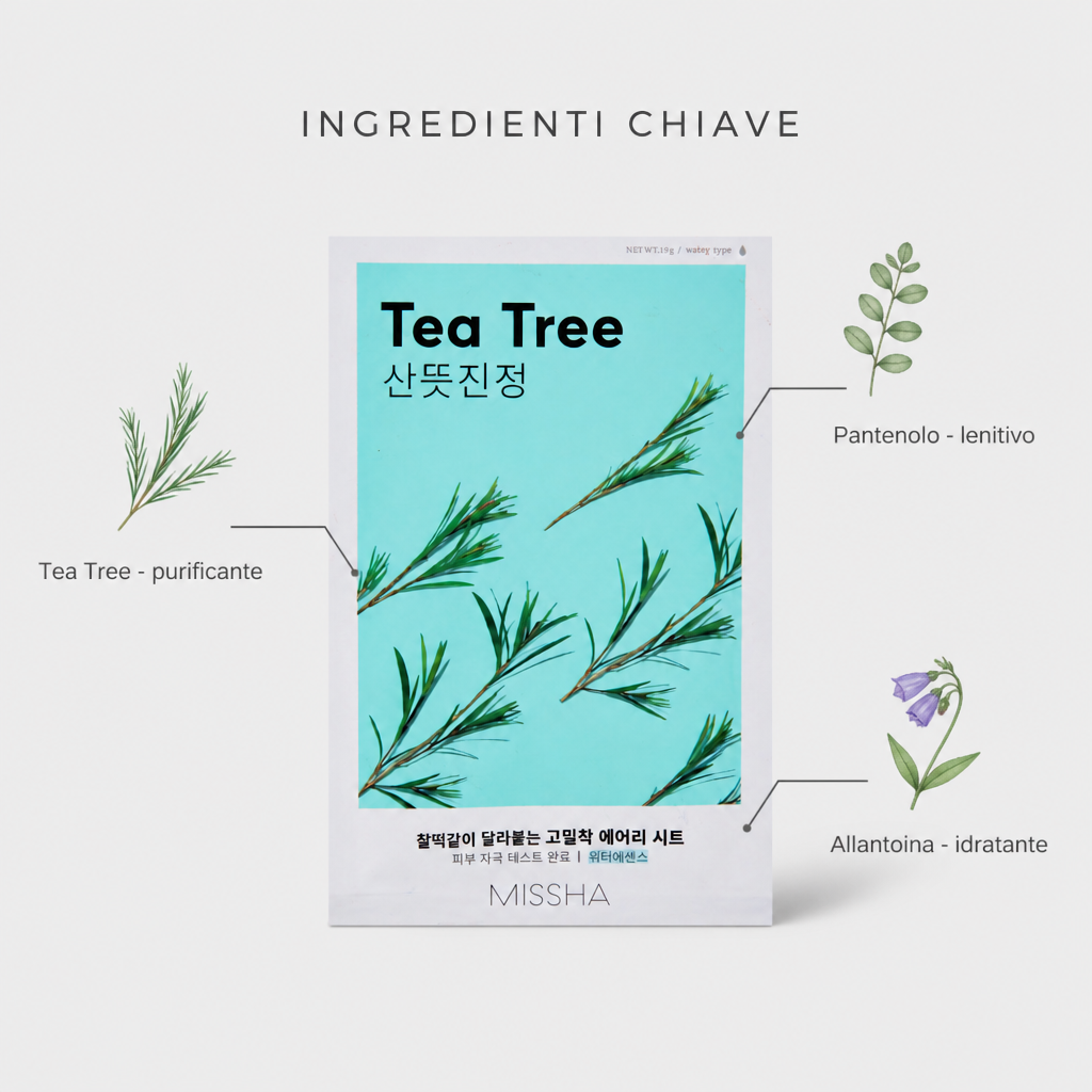 Missha Airy Fit Sheet Mask Tea Tree – Maschera Viso Purificante 19g