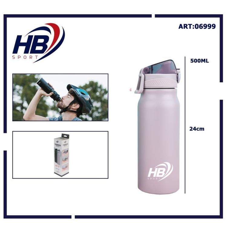 THERMO-TRINKFLASCHE EDELSTAHL 500ml THERMOSFLASCHE MIT TRINKHALM 12-24h WEISS