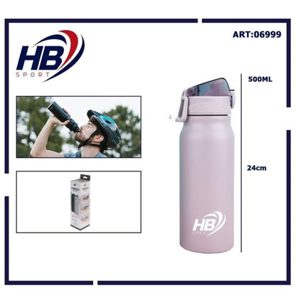THERMO-TRINKFLASCHE EDELSTAHL 500ml THERMOSFLASCHE MIT TRINKHALM 12-24h WEISS