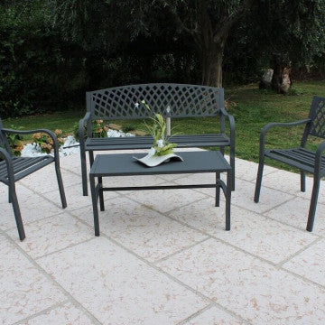 Panchina in acciaio verniciato antracite 128x56x85 cm peso 18 kg