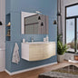 105cm bathroom vanity with 3 doors, resin sink, and mirror with LED lamp