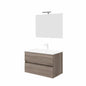 80 cm oak bathroom vanity with two drawers, a washbasin, and a mirror with an LED light
