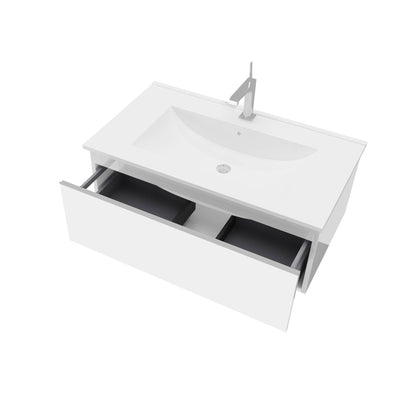 Mobile Bagno 81cm Bianco Lucido con Lavabo - Cassetto Soft-Close