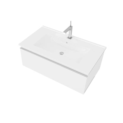 Mobile Bagno 81cm Bianco Lucido con Lavabo - Cassetto Soft-Close