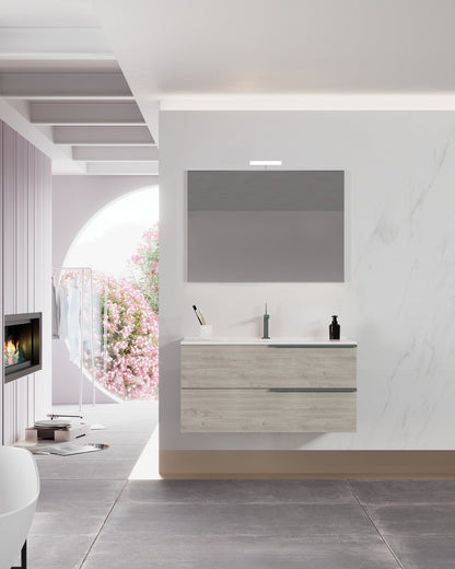Mobile bagno sospeso Symphony 100 cm con due cassetti legno  nordico
