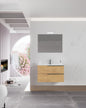 Symphony 80 cm wall-mounted bathroom vanity with two drawers in gold oak finish