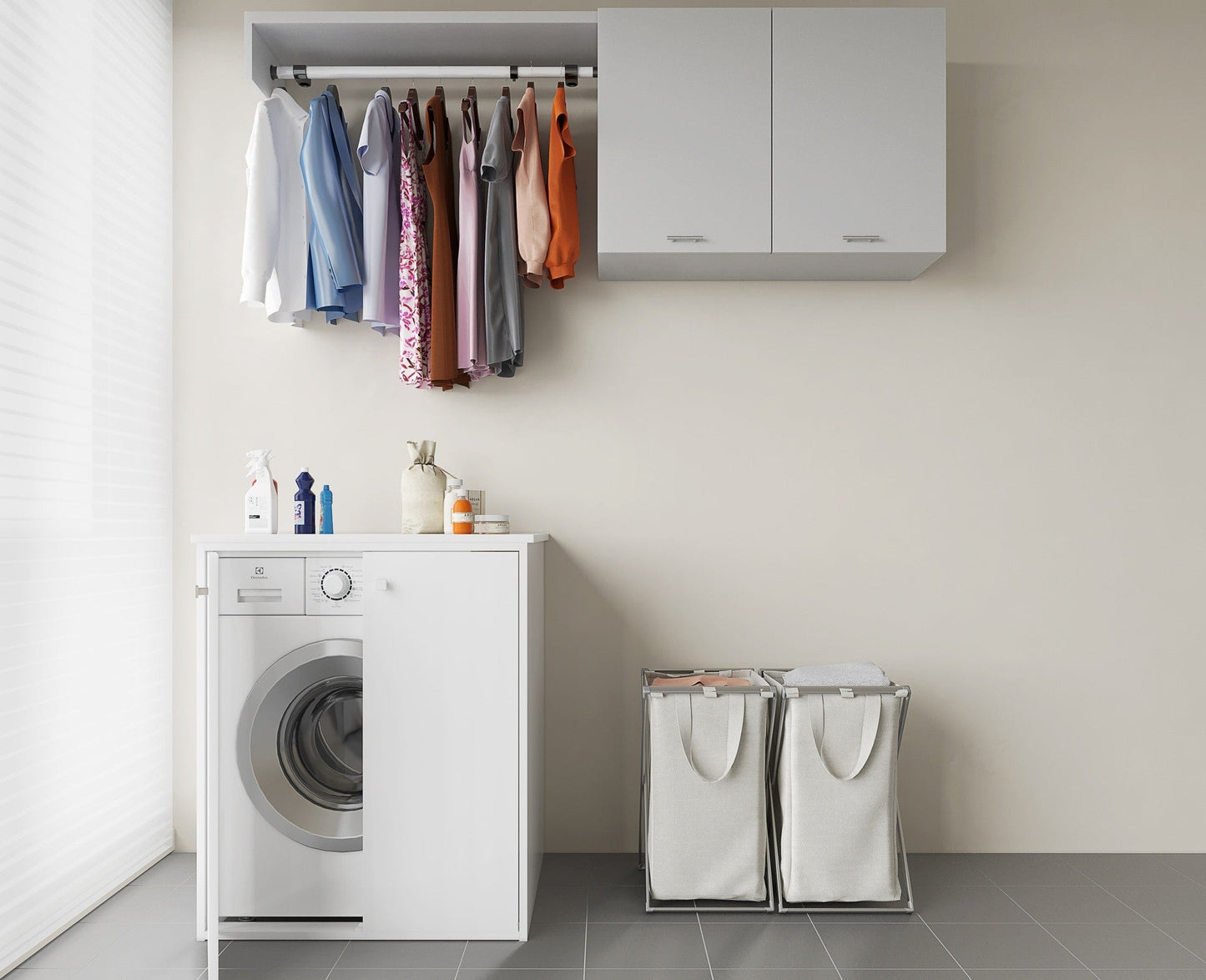 Mobile copri lavatrice in pvc in kit completo 70x60 cm modello Onda, resistente all’acqua
