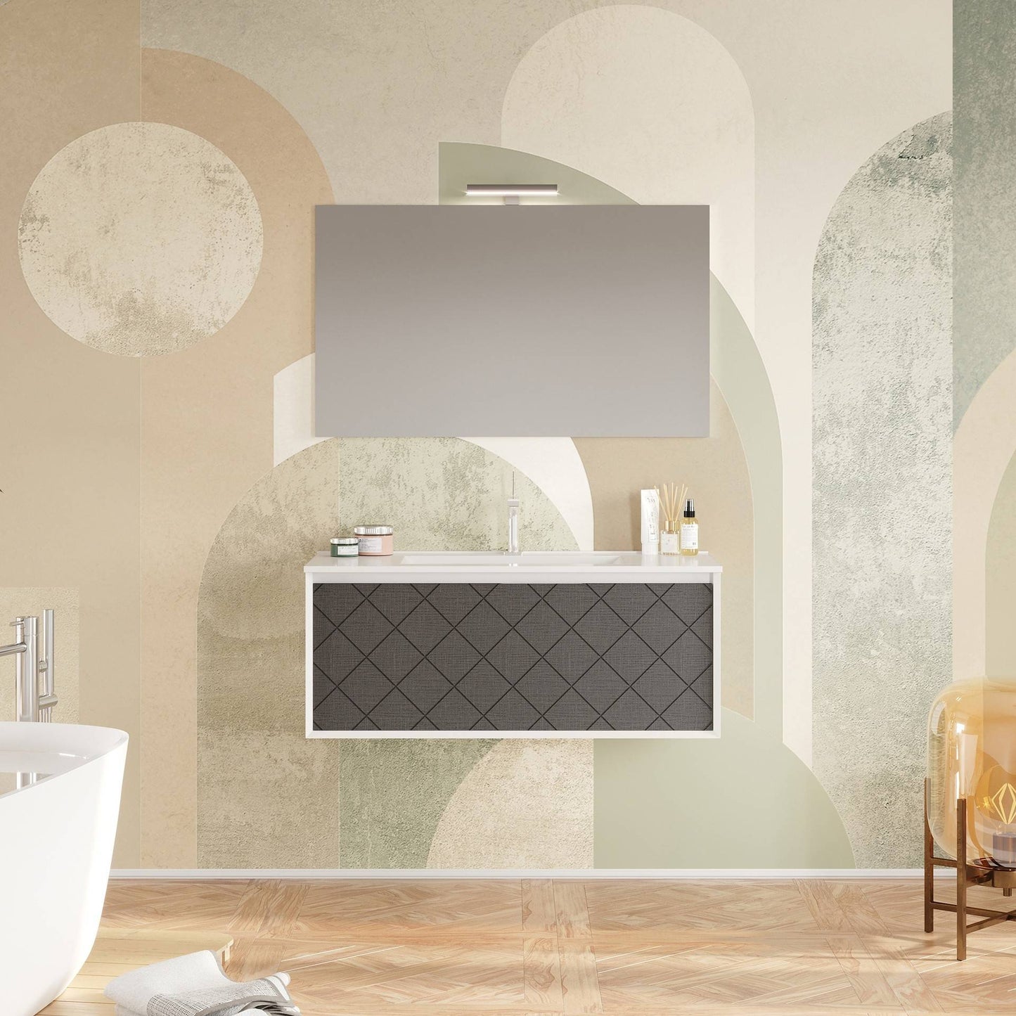 Base Mobile Bagno 101cm con Lavabo - Cassetto Gola Soft-Close