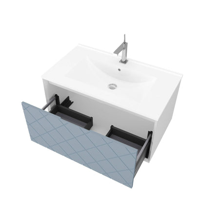 Mobile da bagno sospeso da 81cm colore blu