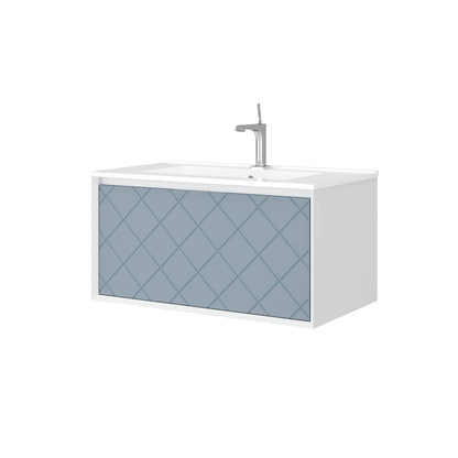 Mobile da bagno sospeso da 81cm colore blu