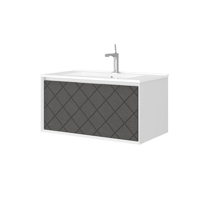 Mobile da bagno sospeso da 81cm colore lino