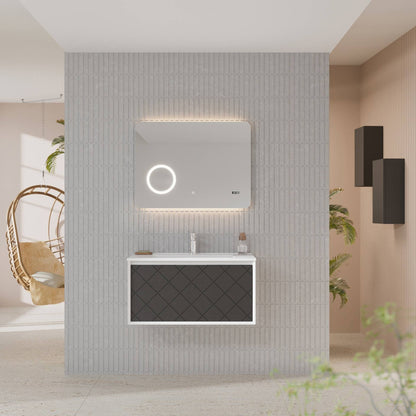 Mobile da bagno sospeso da 81cm colore lino