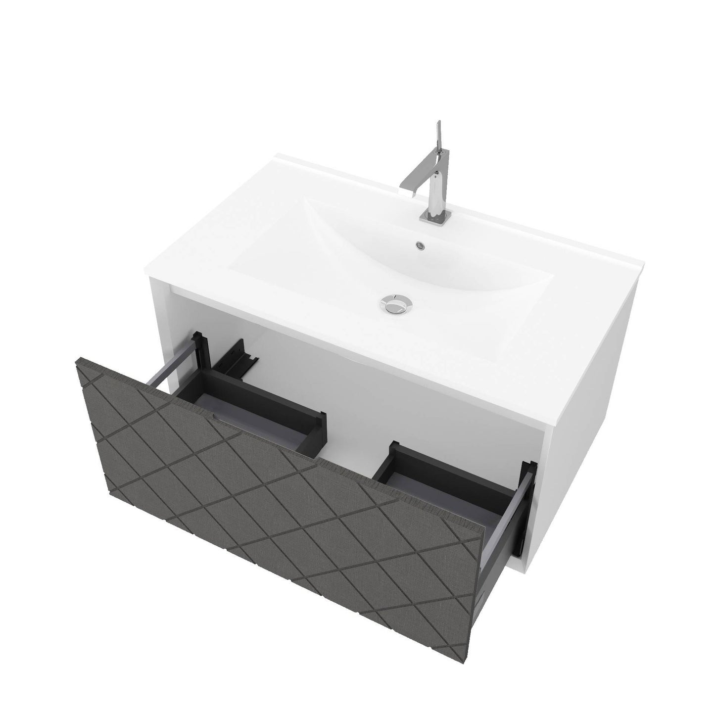 Mobile da bagno sospeso da 81cm colore lino