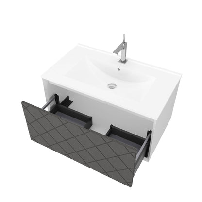 Mobile da bagno sospeso da 81cm colore lino