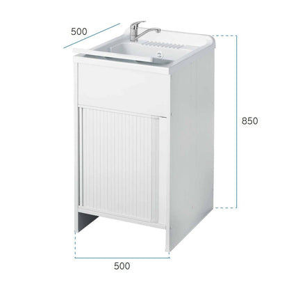 Mobile lavatoio a 1 anta in kit 50x50cm modello Esterni Roc sportelli a serrandina salvaspazio