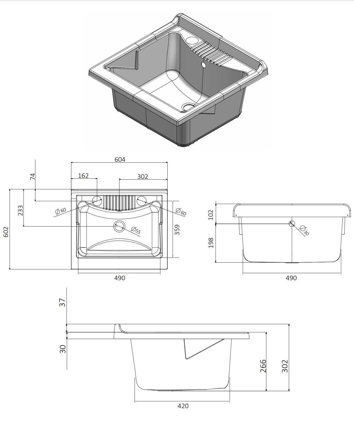 Mobile lavatoio a 1 anta in kit 60x60cm modello Esterni Roc , sportelli a serrandina, non occupa spazi superflui.