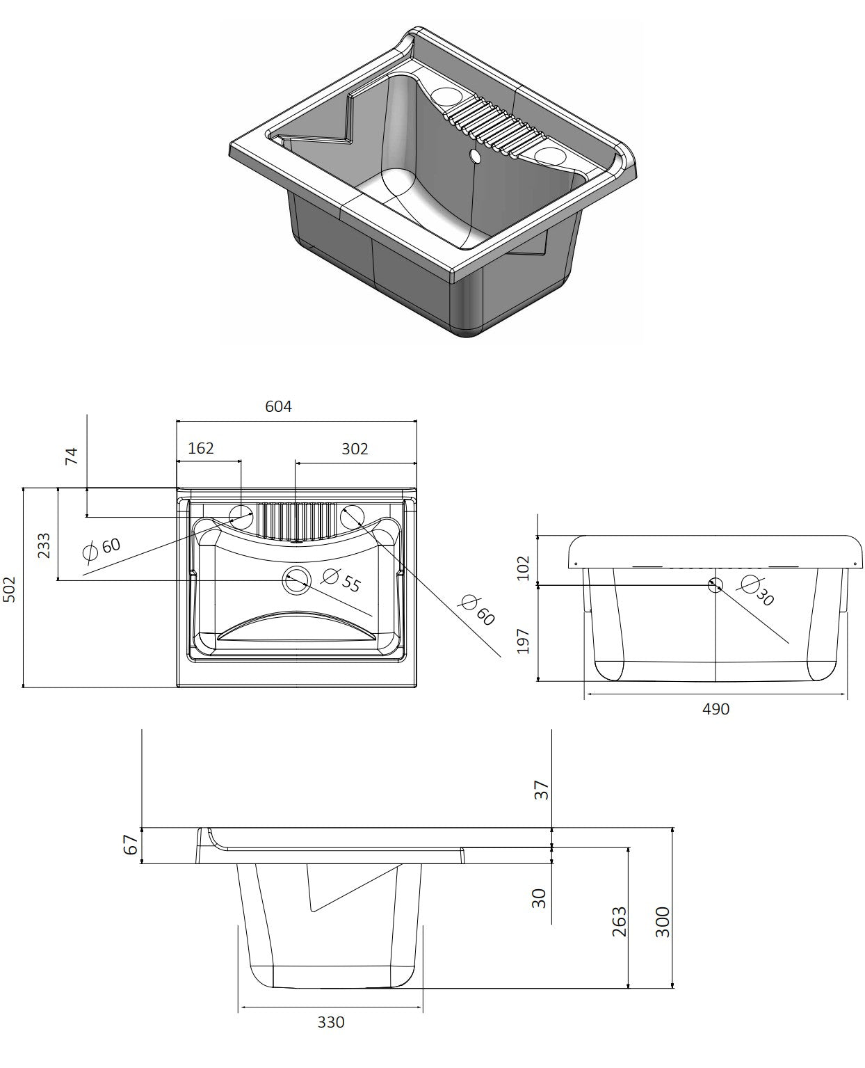 Mobile lavatoio a 2 ante in kit 60x50cm modello Garden per interni ed esterni , pratico e resistente