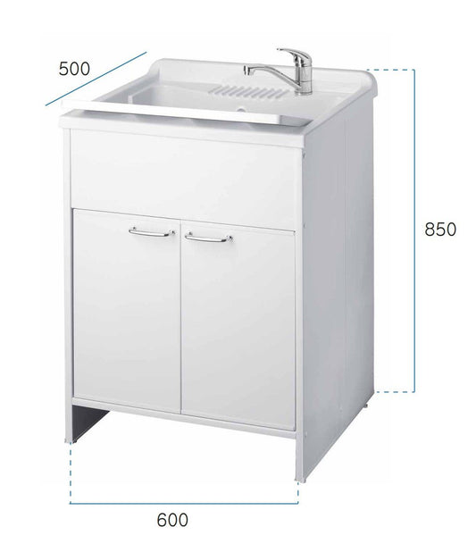 Mobile lavatoio a 2 ante in kit 60x50cm modello Garden per interni ed esterni , pratico e resistente