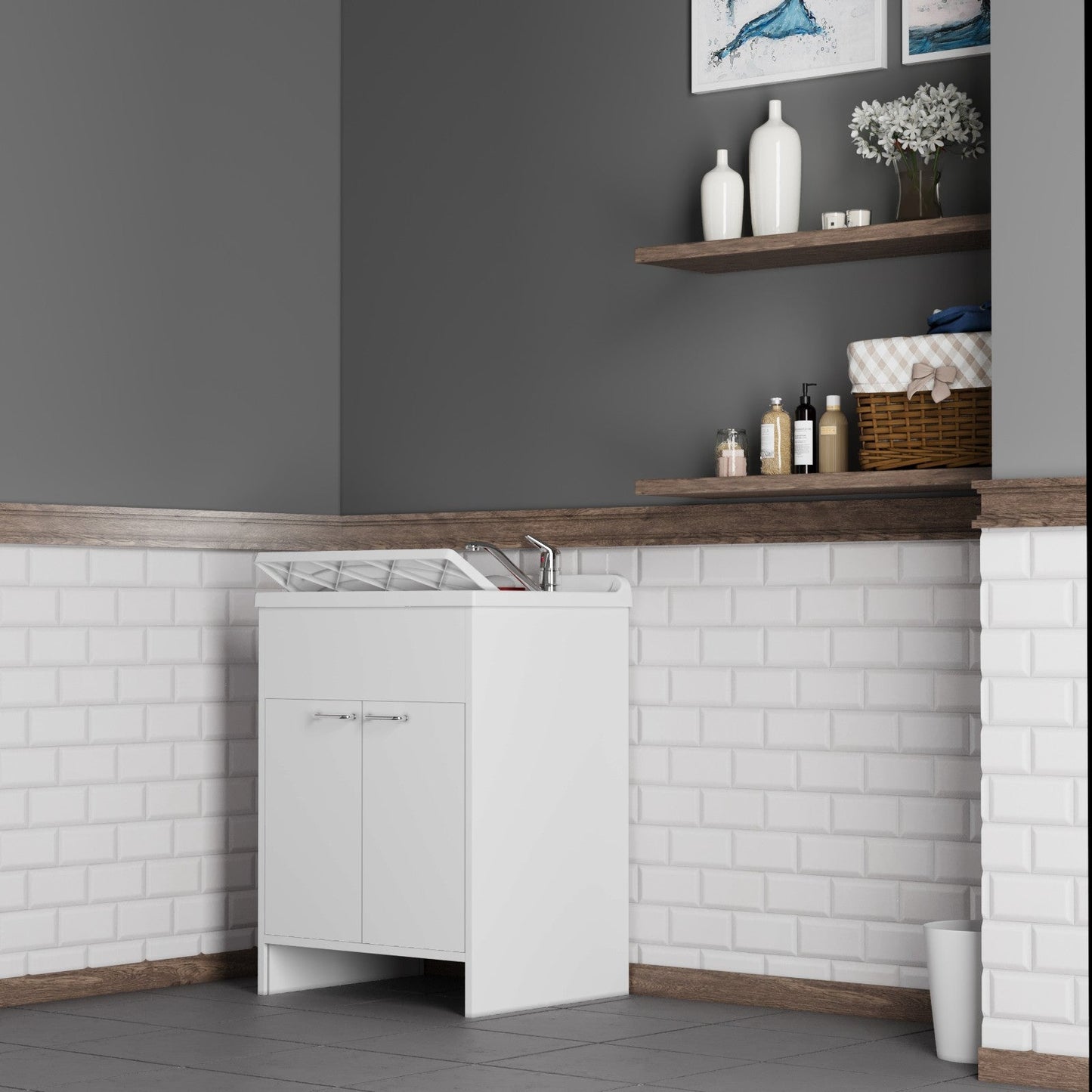 Mobile lavatoio a 2 ante in kit 60x60cm modello Garden per interni ed esterni , pratico e resistente