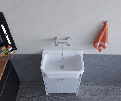 Mobile lavatoio compatto a 2 ante in kit 55x34cm modello Pancrazio ideale per giardini e spazi esterni