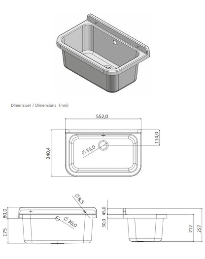 Mobile lavatoio compatto a 2 ante in kit 55x34cm modello Pancrazio ideale per giardini e spazi esterni