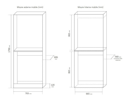 Mobile porta lavatrice e asciugatrice verticale in kit modello Double in nobilitato idrofugo solido e resistente.