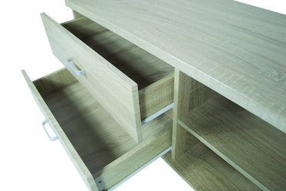 Mobile porta tv con cassetti e ripiani in rovere 120x40x43,5cm
