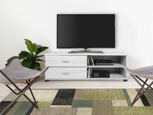 Mobile porta Tv con cassetti e ripiani in rovere 120x40x43,5cm