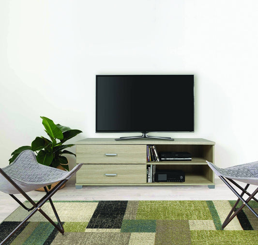 Mobile porta tv con cassetti e ripiani in rovere 120x40x43,5cm