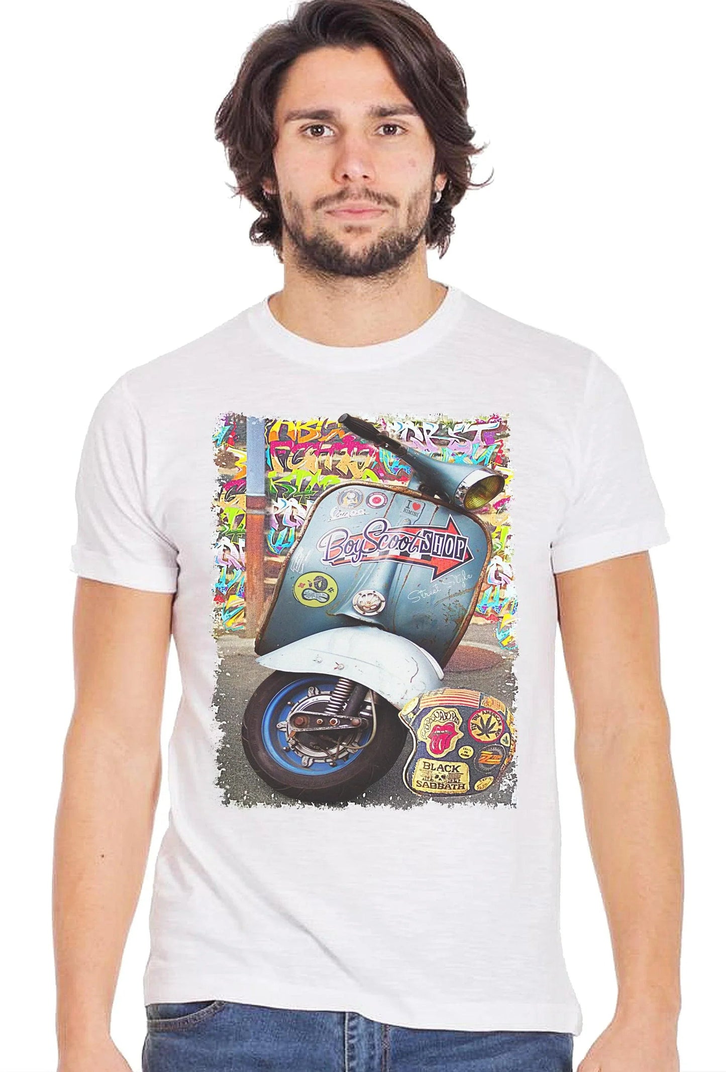 T-Shirt Vespa Boy Scoot Urban Uomo 100% Cotone