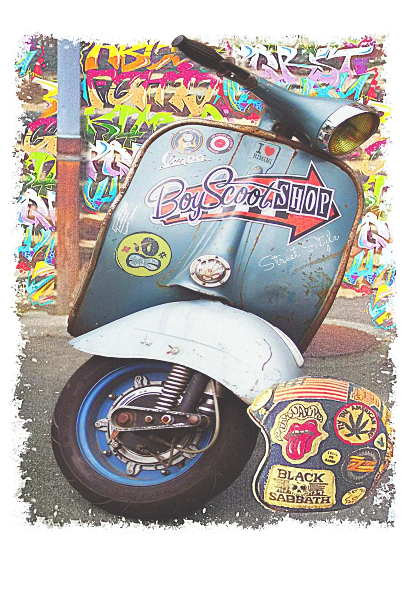 T-Shirt Vespa Boy Scoot Urban Uomo 100% Cotone