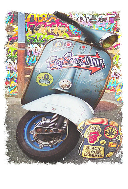 T-Shirt Vespa Boy Scoot Urban Uomo 100% Cotone