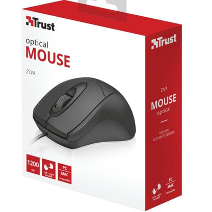 Trust Maus USB Ziva PC Laptop 3 Tasten mit Kabel Desktop-PC + Optischer Sensor