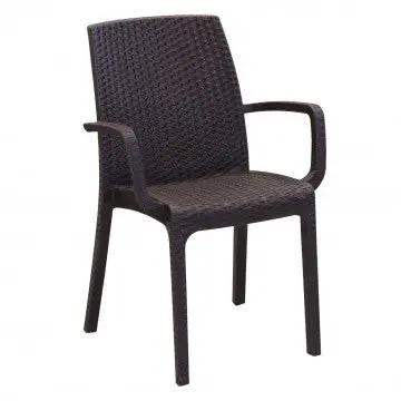 Poltrona Indiana - Sedia per esterni in wicker con struttura plastica stampata, dimensioni cm 57 x 59 x 86 h.