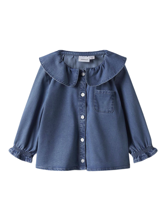 name it NMFSOPHY 13250601 Blu - Camicia Denim Bambina Jeans Manica Lunga 2-7 Anni