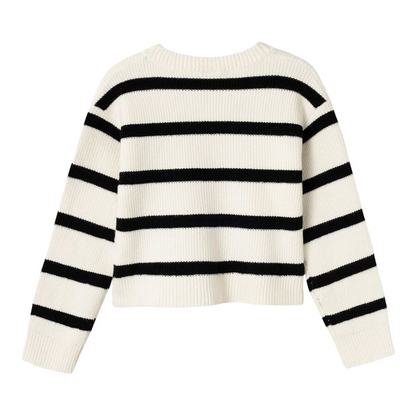 name it maglioncino da ragazza corto a righe Nilla 13235150 bianco nero