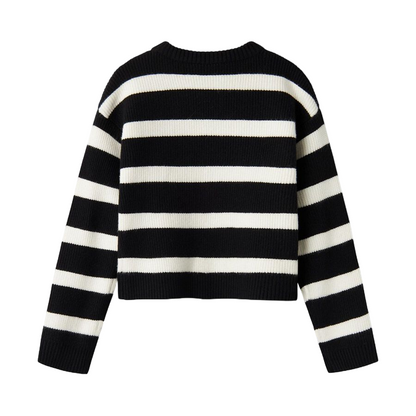 name it maglioncino da ragazza corto a righe Nilla 13235150 nero-bianco