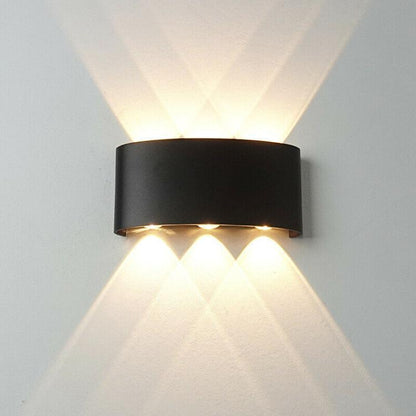 LED-WANDLEUCHTE SCHWARZ 18W KALTWEISS 6500K INNEN/AUSSEN UP&DOWN WASSERDICHT