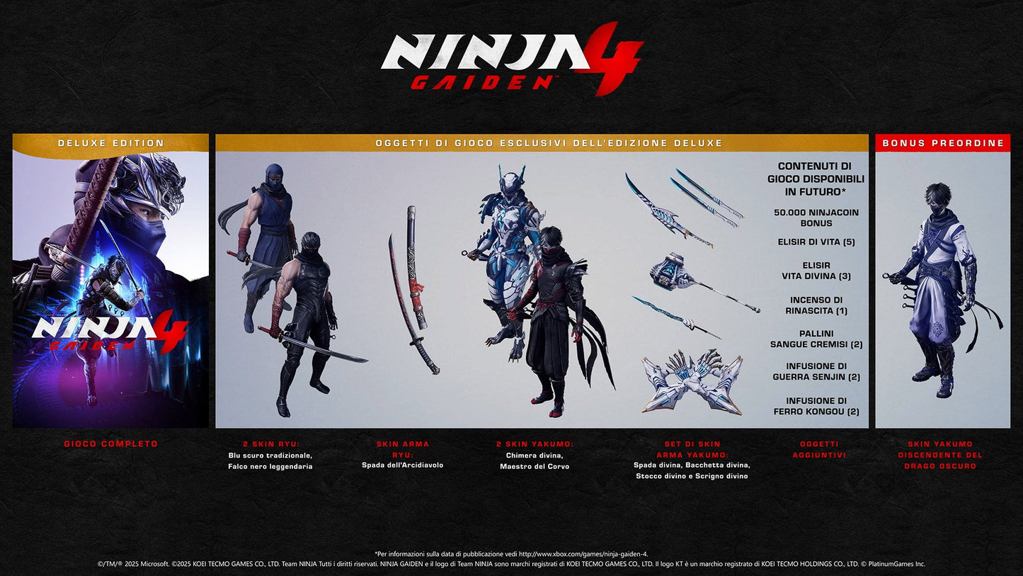 Ninja Gaiden 4 Deluxe Edition Ps5 Gioco Eu Playstation 5 Italiano Nuovo