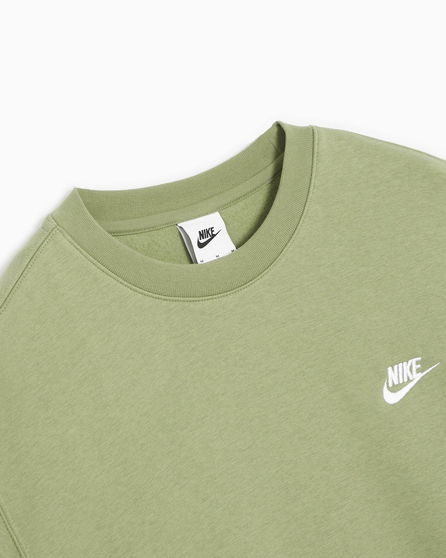 Nike felpa da uomo girocollo Sportwear Club Fleece BV2662-386 oil green-bianco