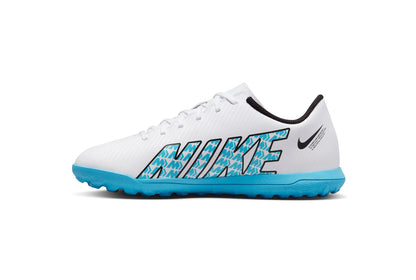 Nike scarpa da calcetto da ragazzo Mercurial Vapor 15 Club TF DJ5956-146 bianco-azzurro