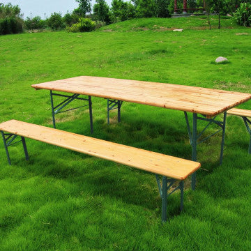 Bierzeltgarnitur aus Fichtenholz 28 mm, 200x70 cm, doppelt lackiert
