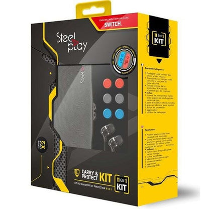 Steel-Play Hülle + 11 Zubehörteile Nintendo Switch Kopfhörer Cover Joy-Con Bildschirm