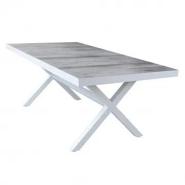 Tisch Mackay 200 x 100 – Aluminiumgestell, Keramikplatte in Holzoptik