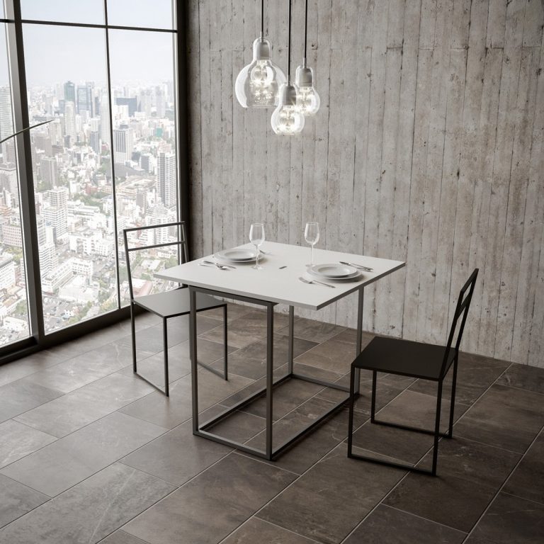 Ausziehbarer Konsolentisch Libra modern in Anthrazit – 90x45/90 cm