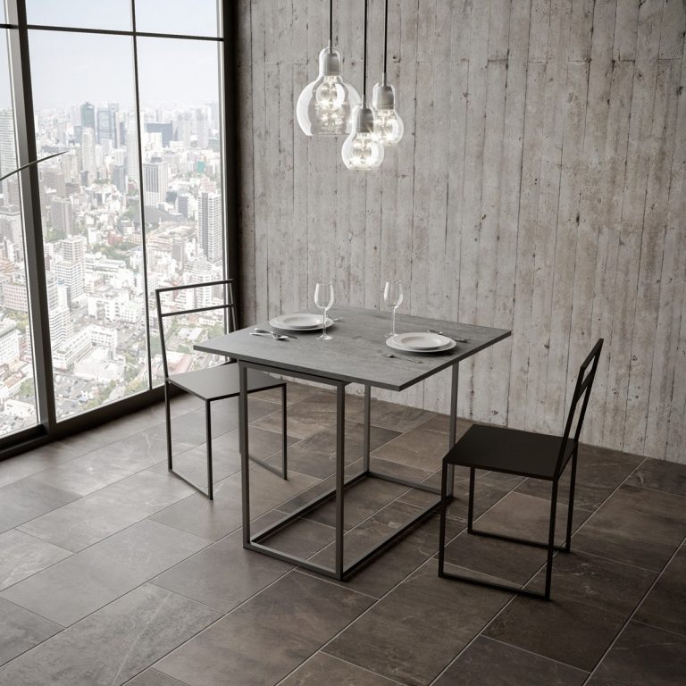 Ausziehbarer Konsolentisch Libra modern in Anthrazit – 90x45/90 cm