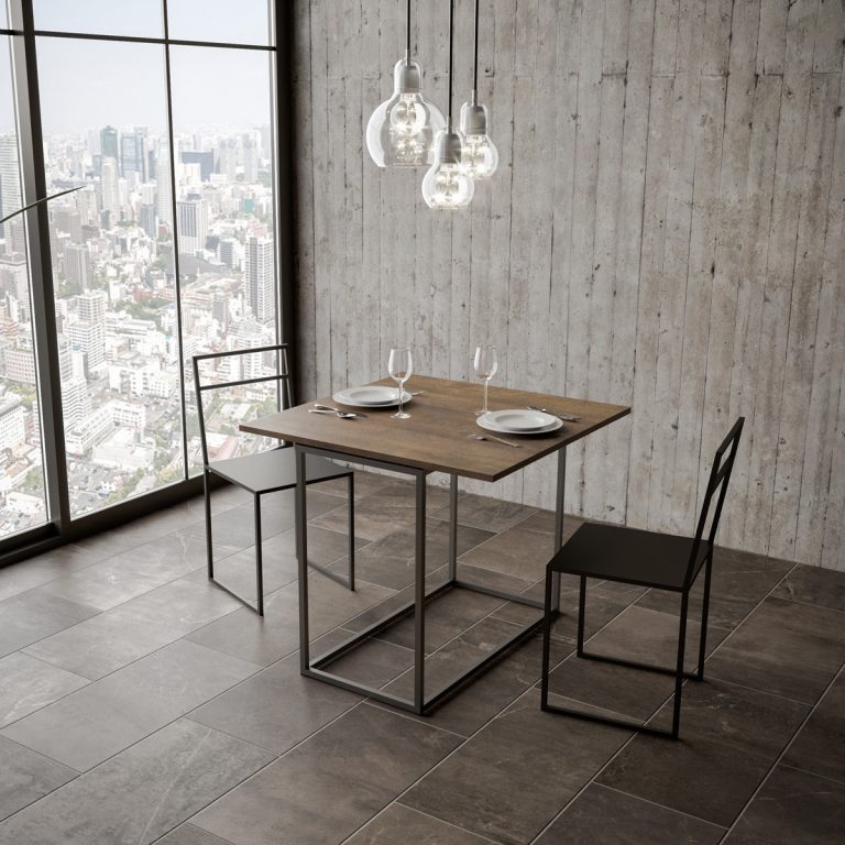 Ausziehbarer Konsolentisch Libra modern in Anthrazit – 90x45/90 cm