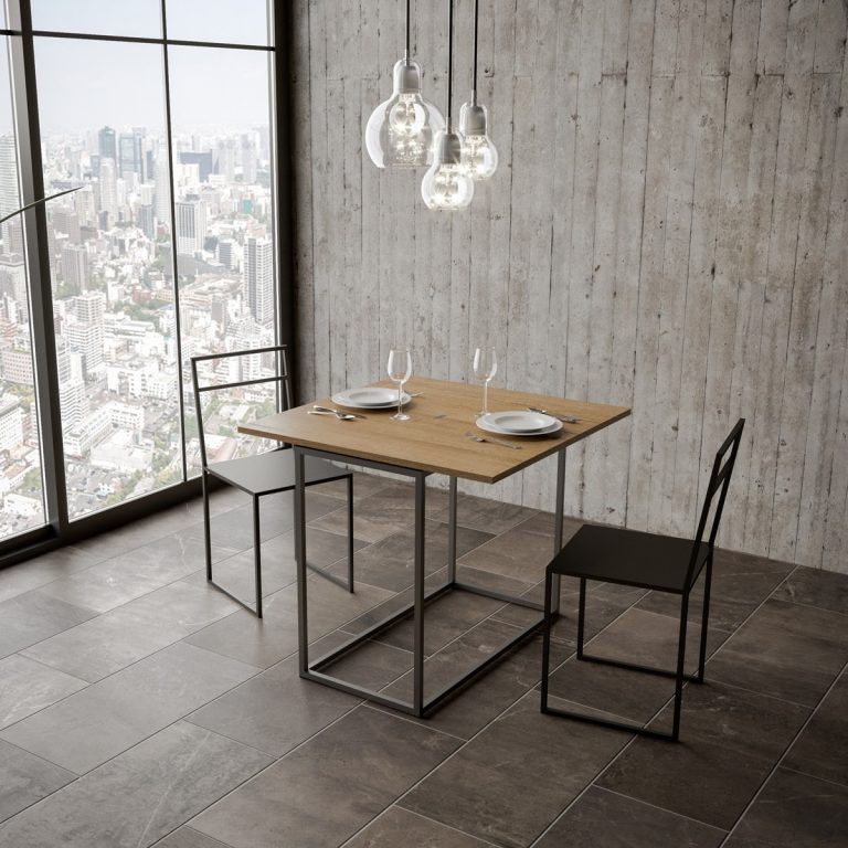 Ausziehbarer Konsolentisch Libra modern in Anthrazit – 90x45/90 cm