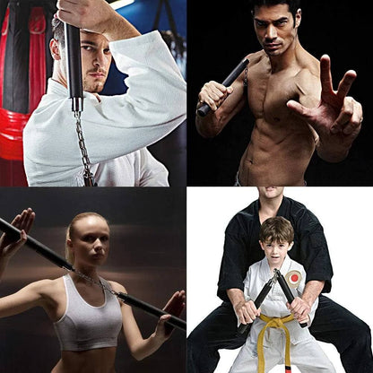 Nunchaku professionali in gomma con catena | Allenamento Arti Marziali KungFu Karate Kobudo nunciaco
