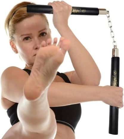Nunchaku professionali in gomma con catena | Allenamento Arti Marziali KungFu Karate Kobudo nunciaco